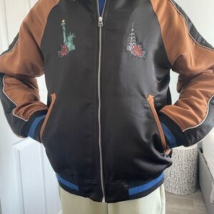 Urban Outfitters Black and Brown Bomber Jacket